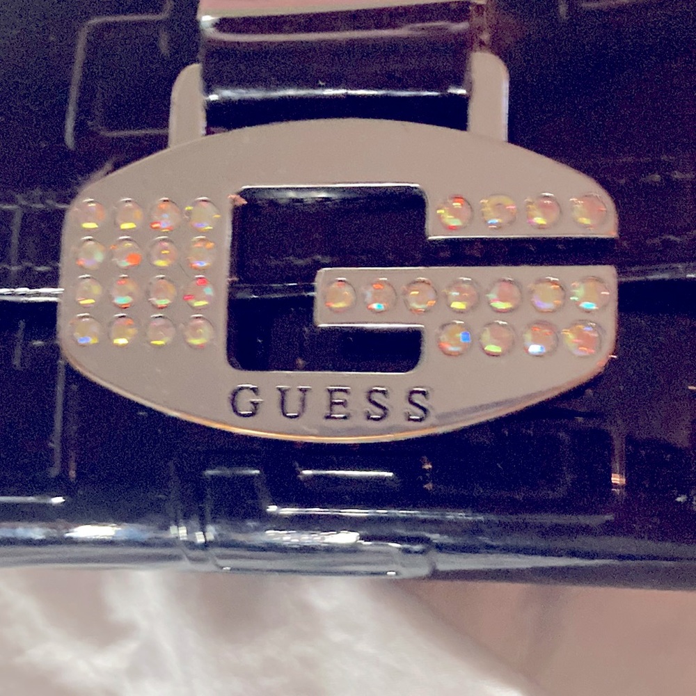 Black patten leather guess wallet